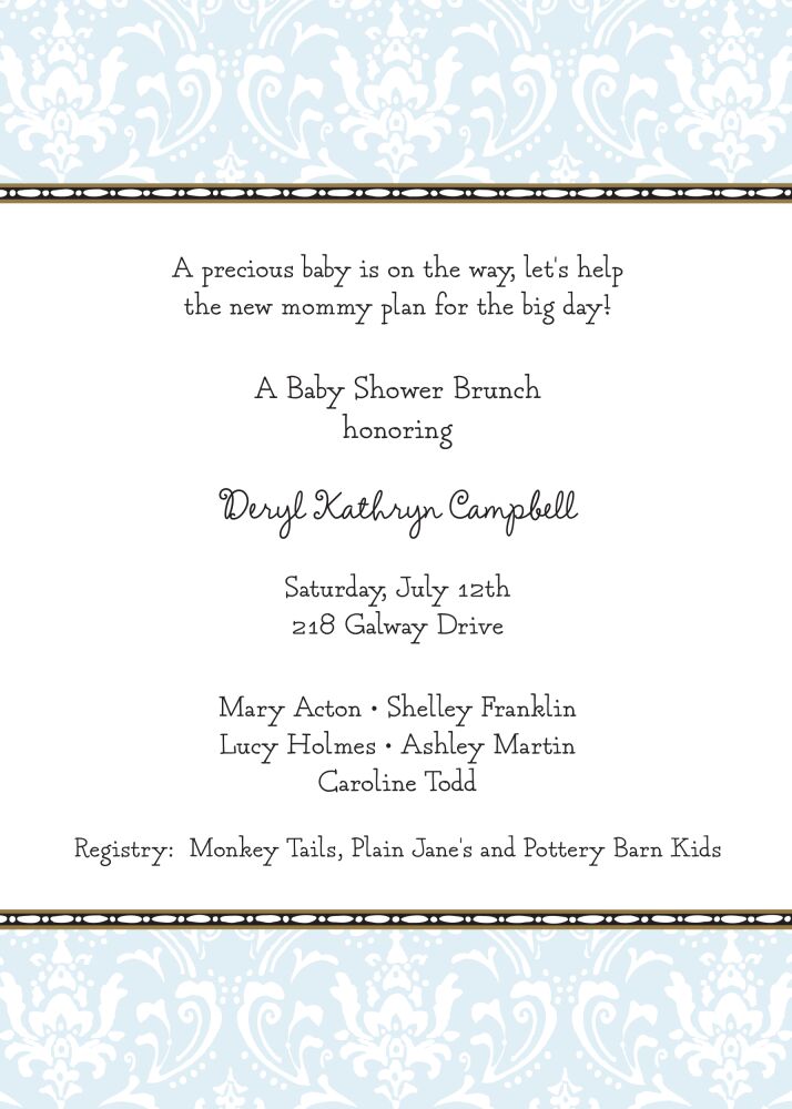 Damask Blue Invitation