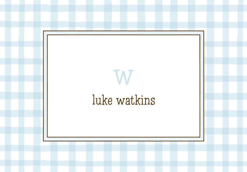 Gingham Blue Folded Note