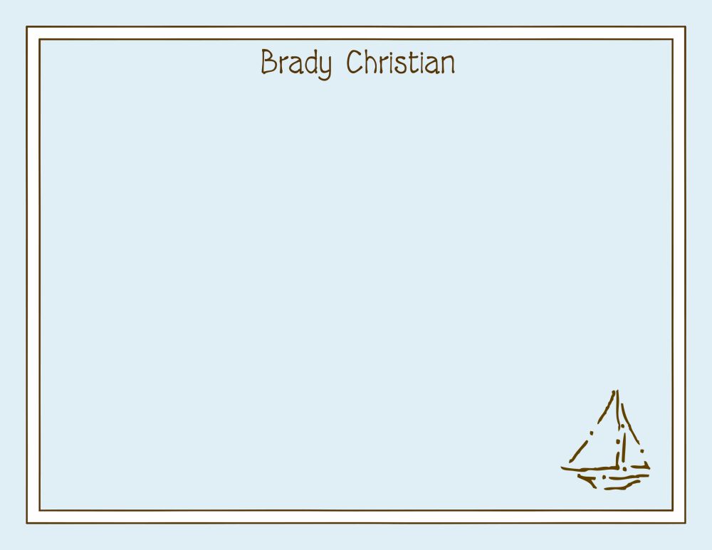 White & Chocolate Border On Blue Flat Note