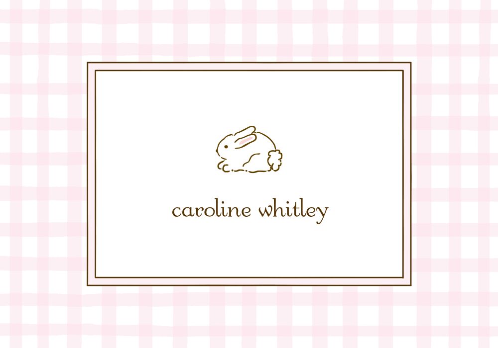 Gingham Pink Folded Note