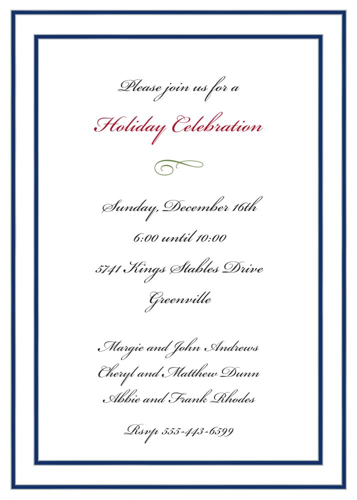 Double Borders Navy Invitation