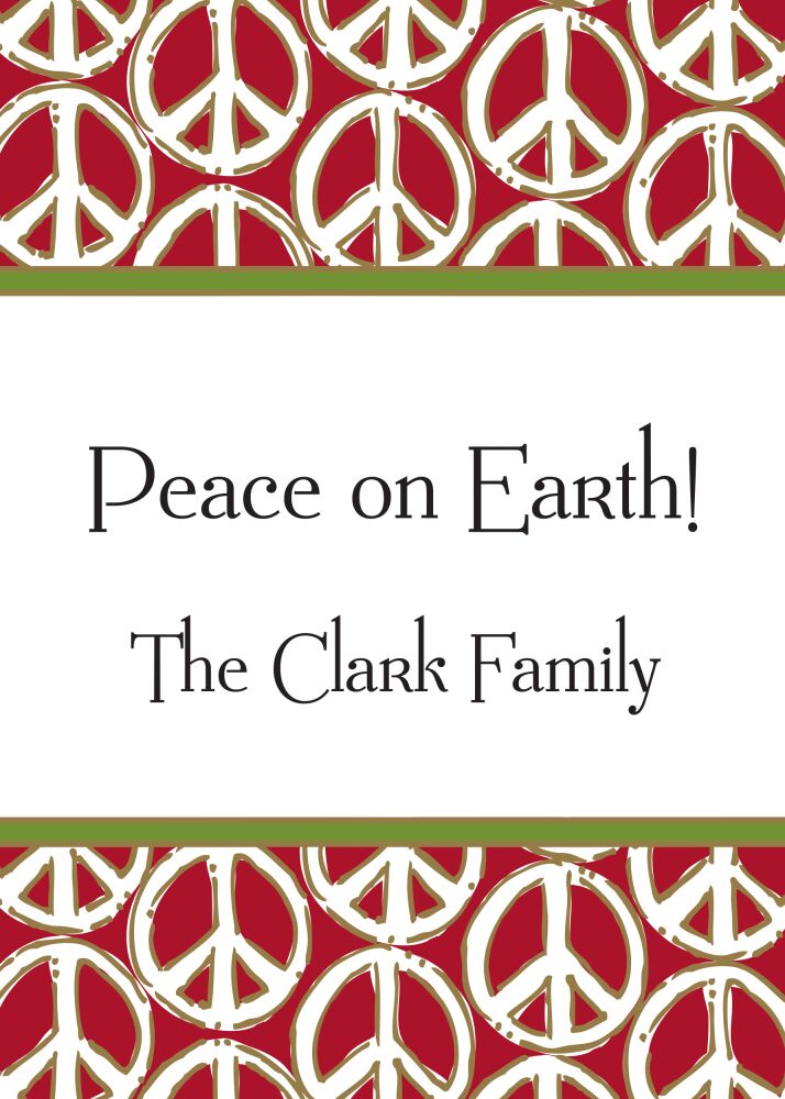 Peace Signs Red & Green Flat Enclosure Card