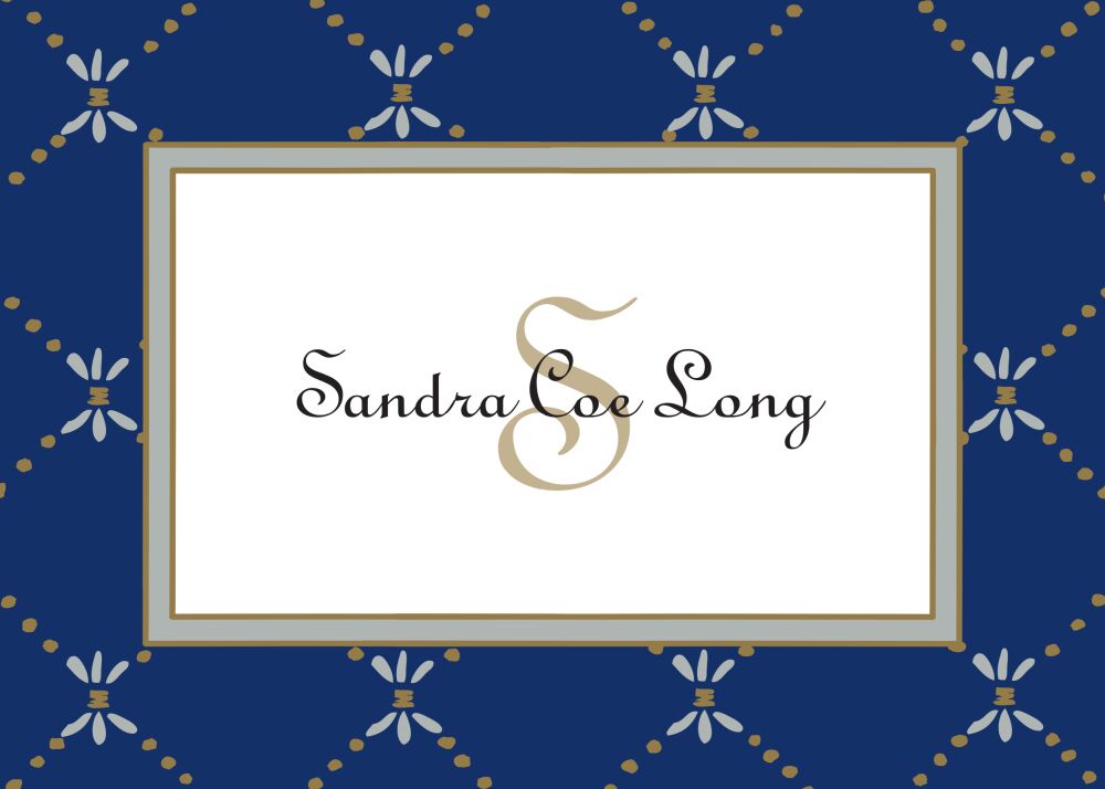 Fleur De Lis Silver & Gold On Navy Flat Enclosure Card