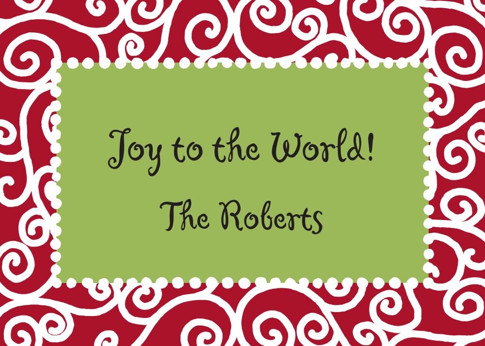 Christmas Scrolls Red & Green Flat Enclosure Card