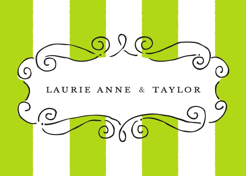 Curly Border Green Flat Enclosure Card