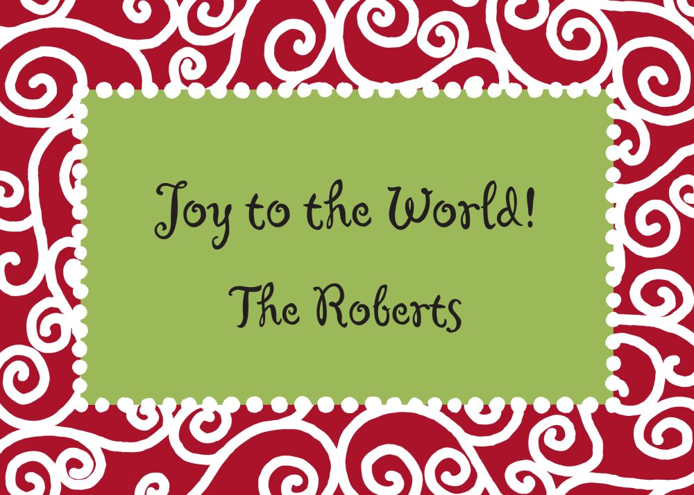 Christmas Scrolls Red & Green Folded Enclosure Card