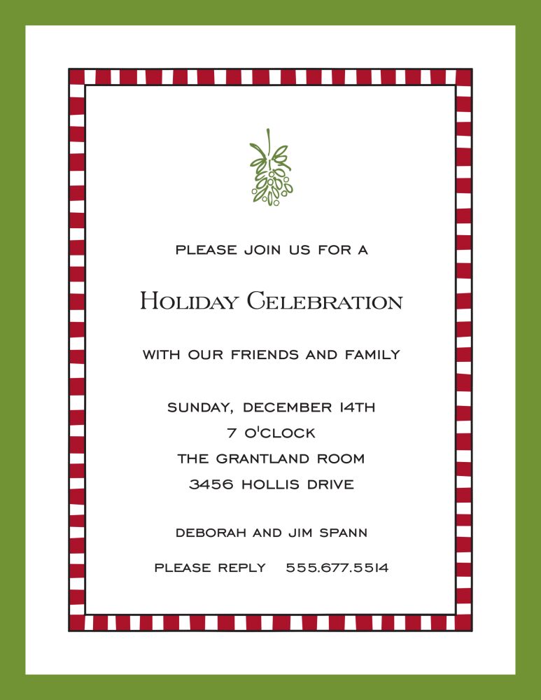 Red Checked Border & Green Edge Invitation