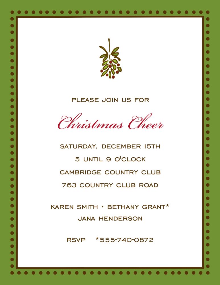 Antique Bead Border Chocolate & Green Invitation