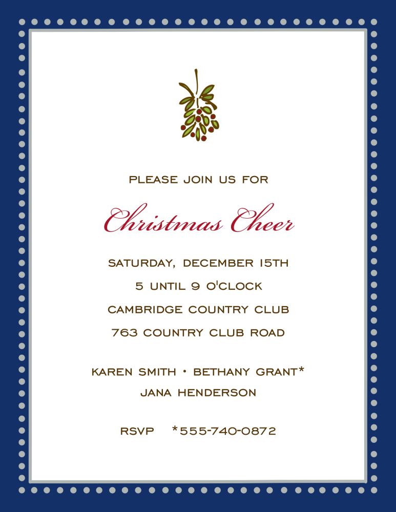 Antique Bead Border Silver & Navy Invitation