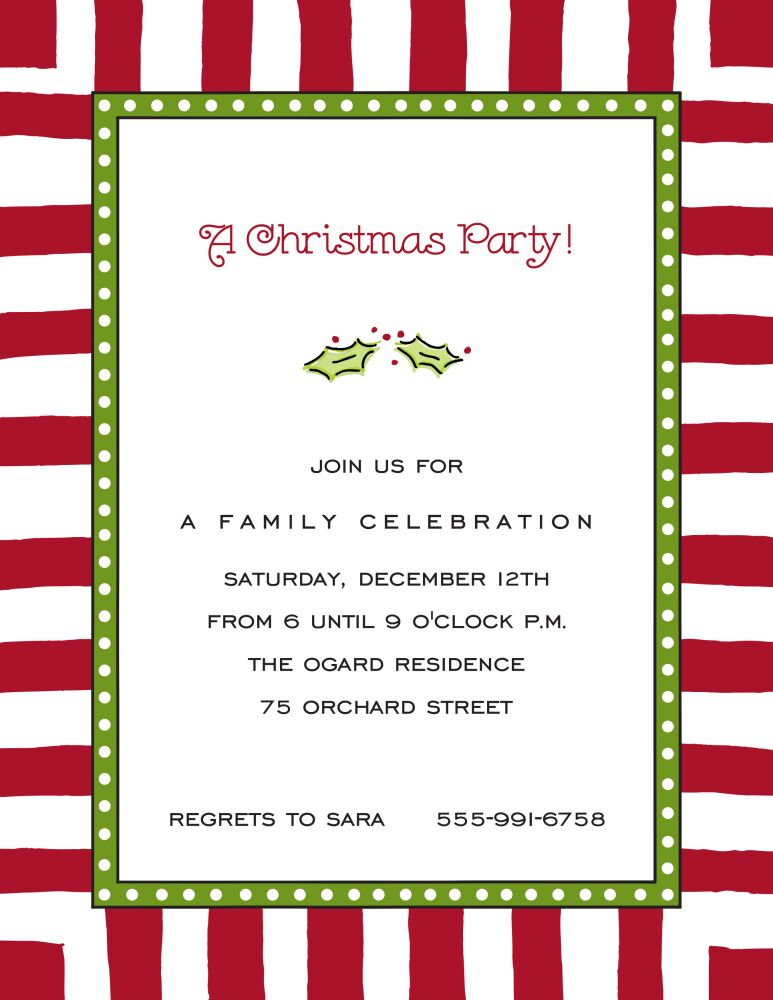 Fun Stripes Red & Green Invitation