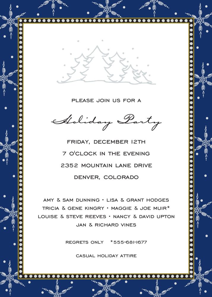 Snowflakes Navy Invitation
