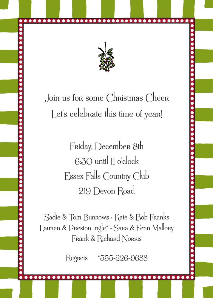 Fun Stripes Green & Red Invitation