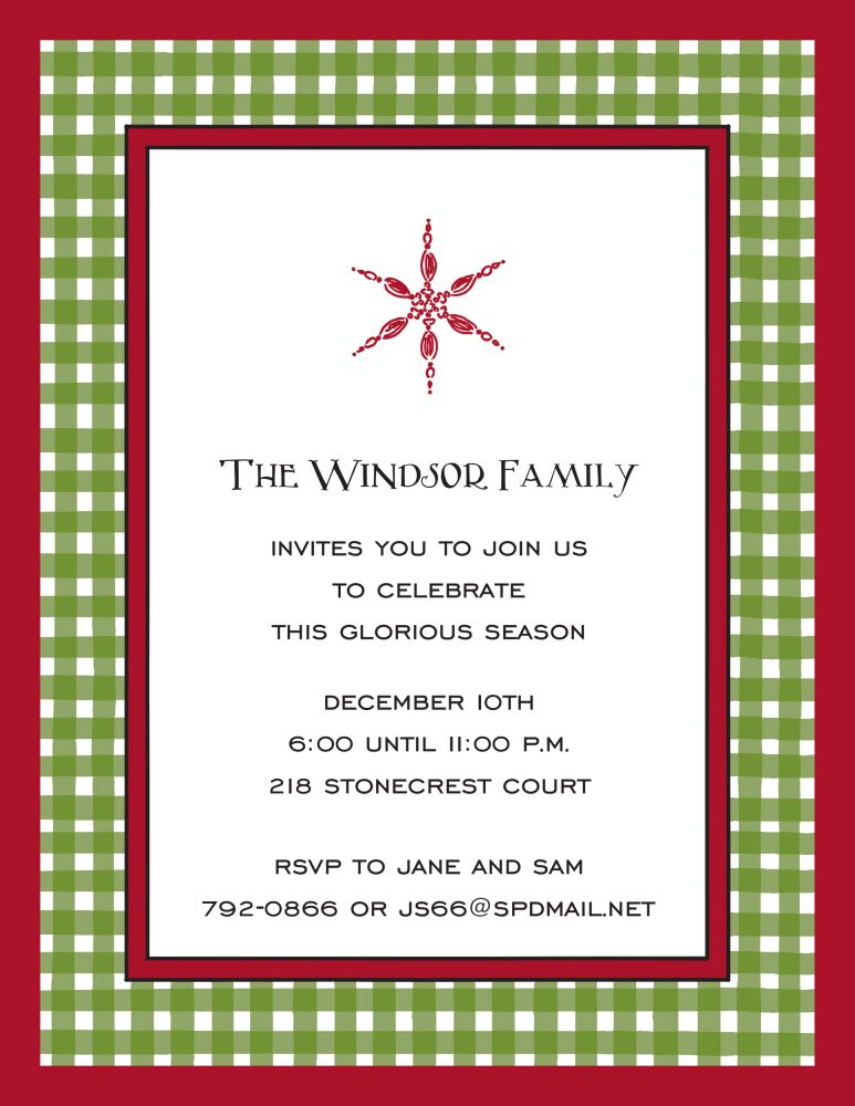 Gingham Red & Green Invitation