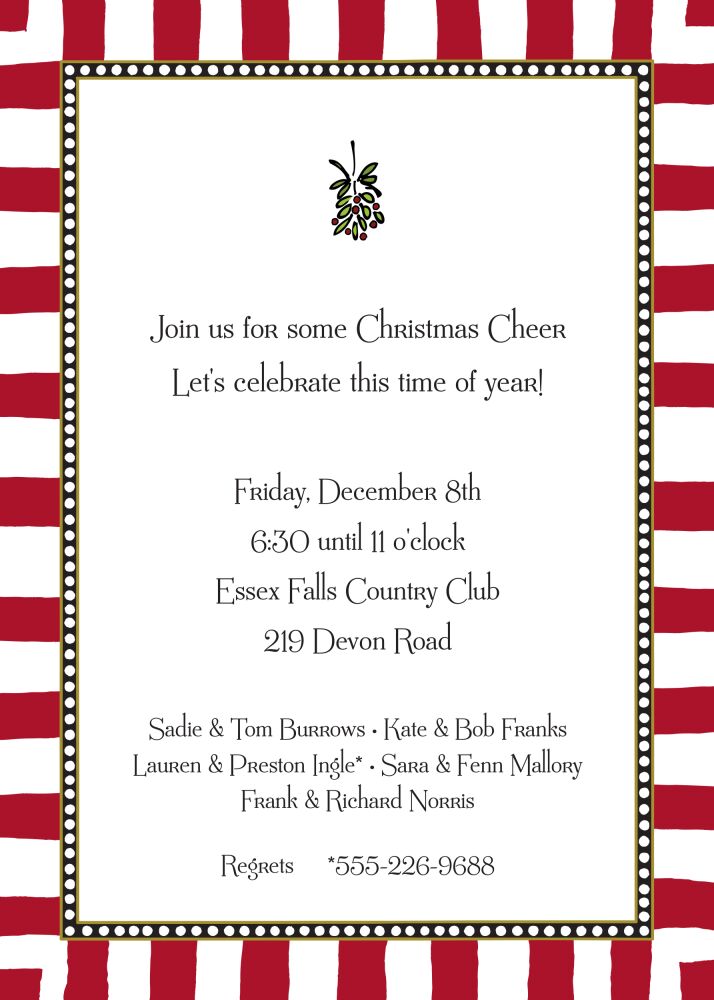 Fun Stripes Red & Gold Invitation