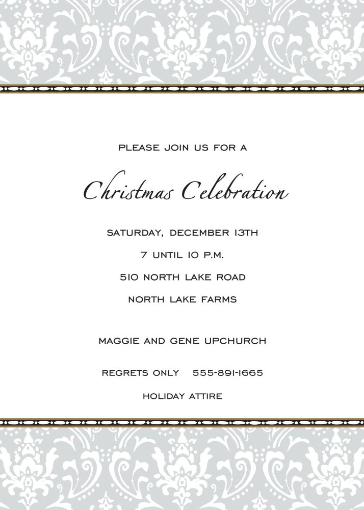 Damask Silver & Gold Invitation