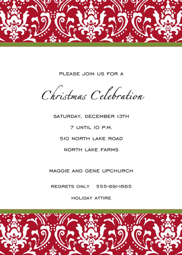 Damask Red & Green Invitation