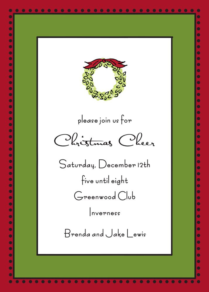 Antique Bead Border Red & Green Invitation