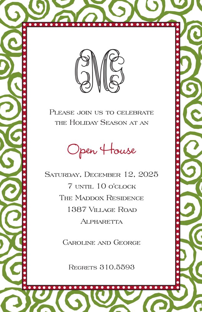 Swirls Green Invitation