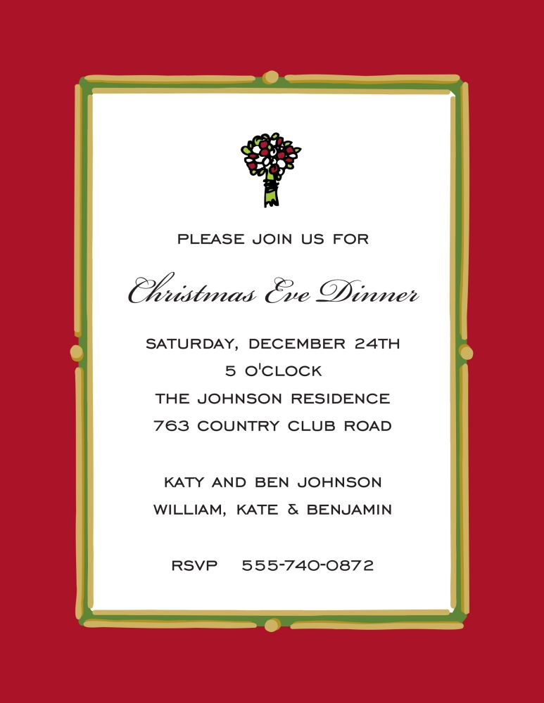 Vintage Frame Red & Green Invitation