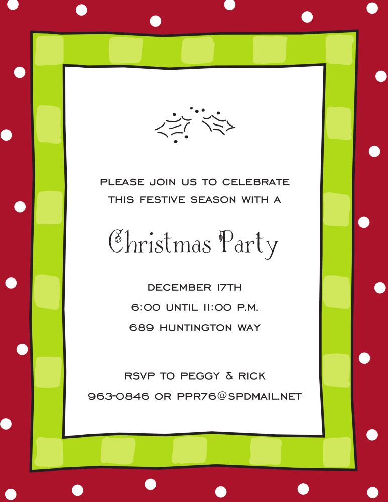Cool Checks Lime & Red Invitation