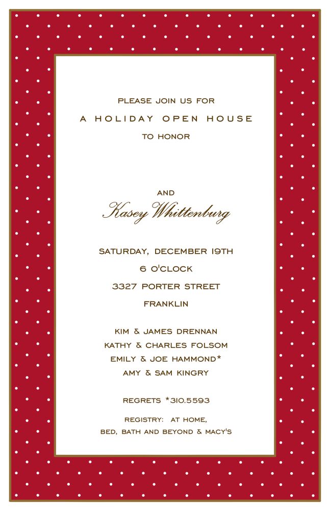 Tiny Dots White On Red Invitation