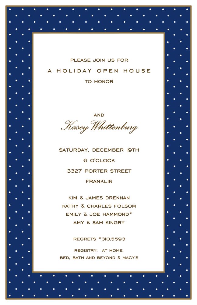 Tiny Dots White On Navy Invitation
