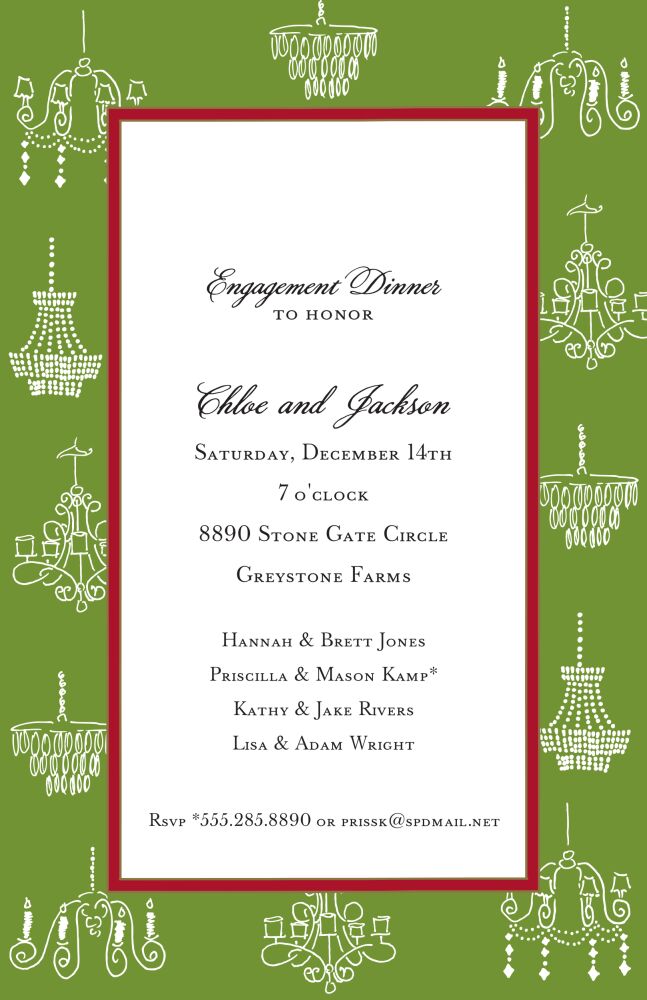 Chandeliers Green & Red Christmas Invitation
