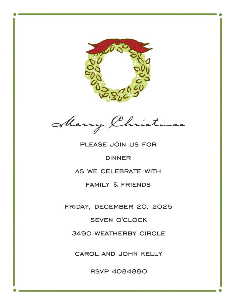 Tailored Border Green Invitation