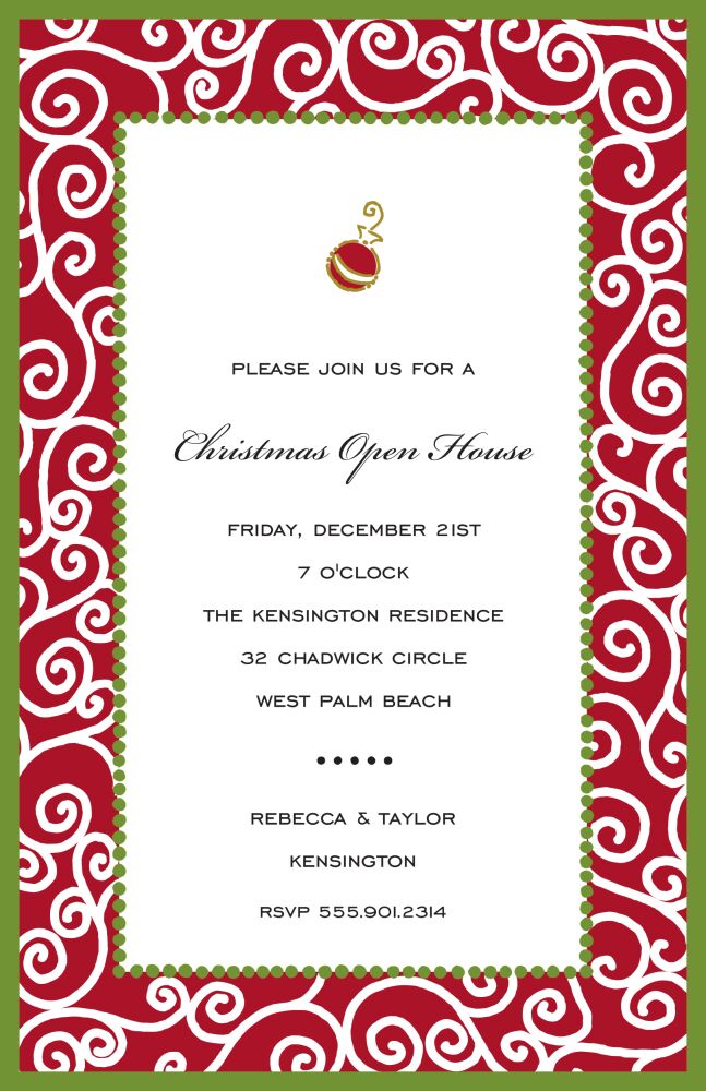 Swirls Red & Green Invitation