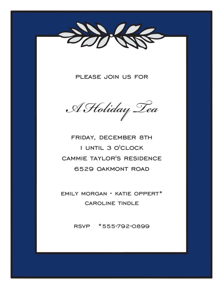 Garland Silver & Navy Invitation Invitation