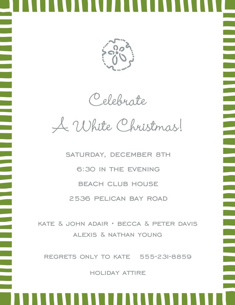 Striped Edge Green Invitation