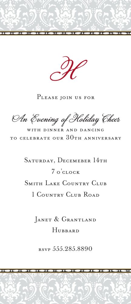 Damask Silver & Gold Invitation