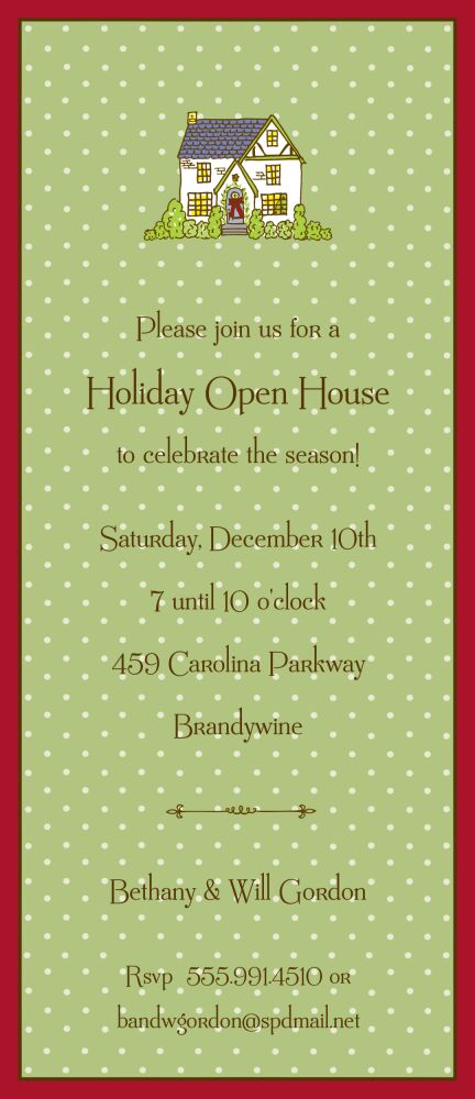 Tiny Dots Green & Red Christmas Invitation