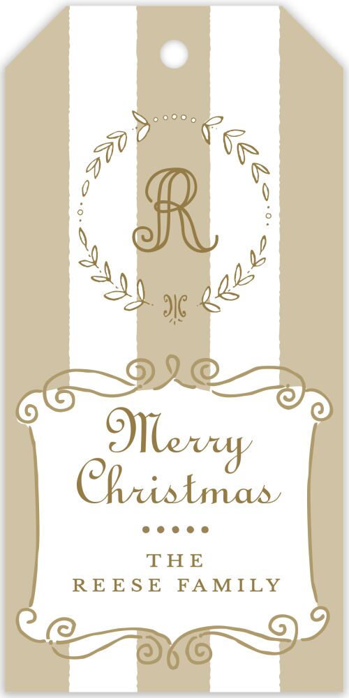 Classic Stripes Gold Hanging Gift Tag