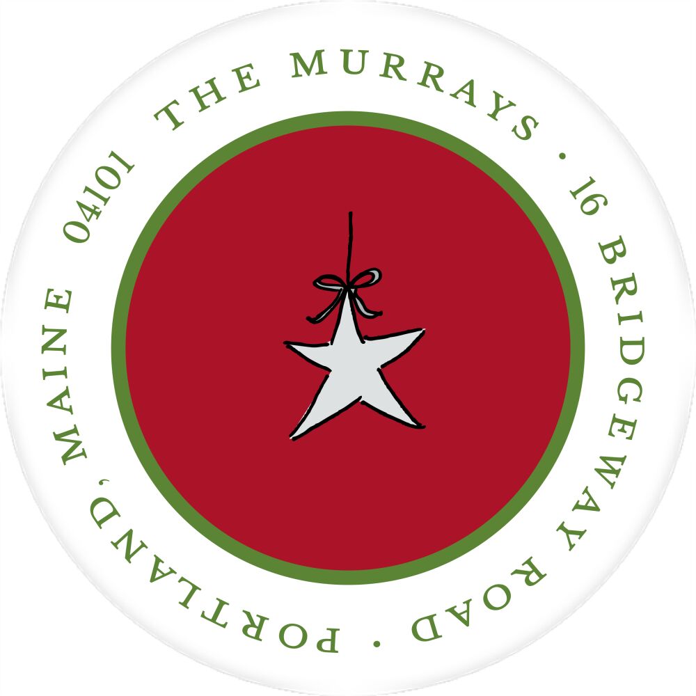 Simple Dark Red & Dark Green Round Return Address Label