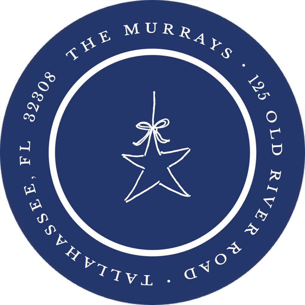 Simple Navy And White Round Return Address Label