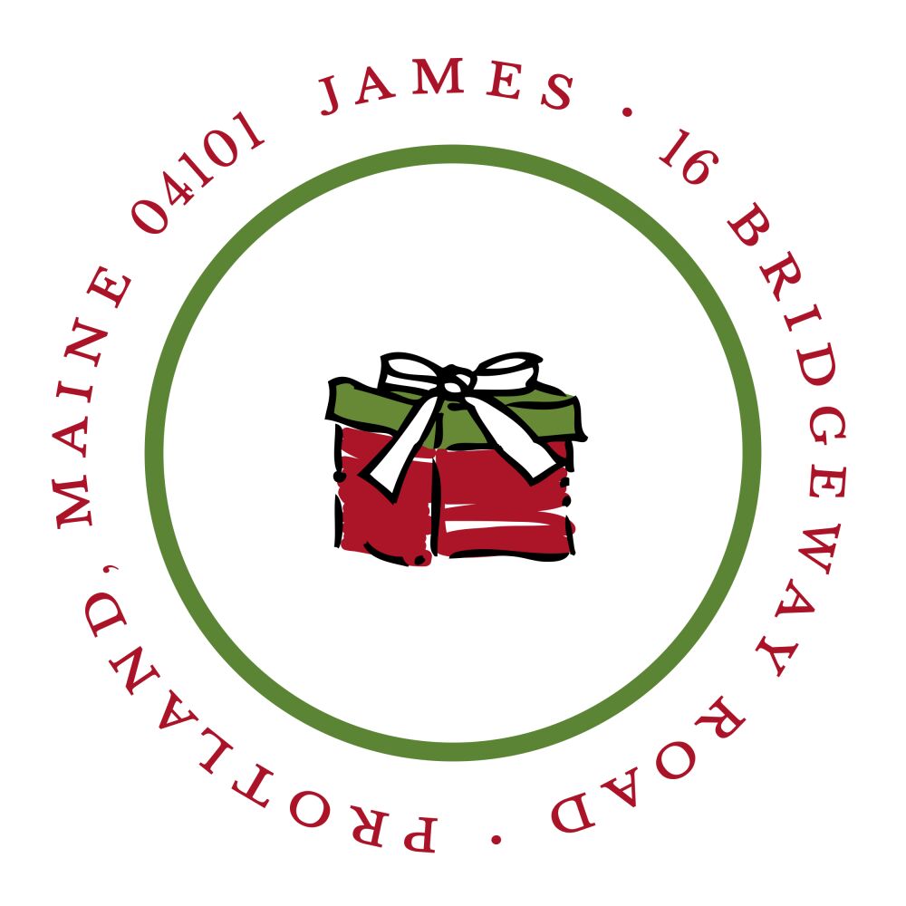 Simple White & Dark Green Round Return Address Label