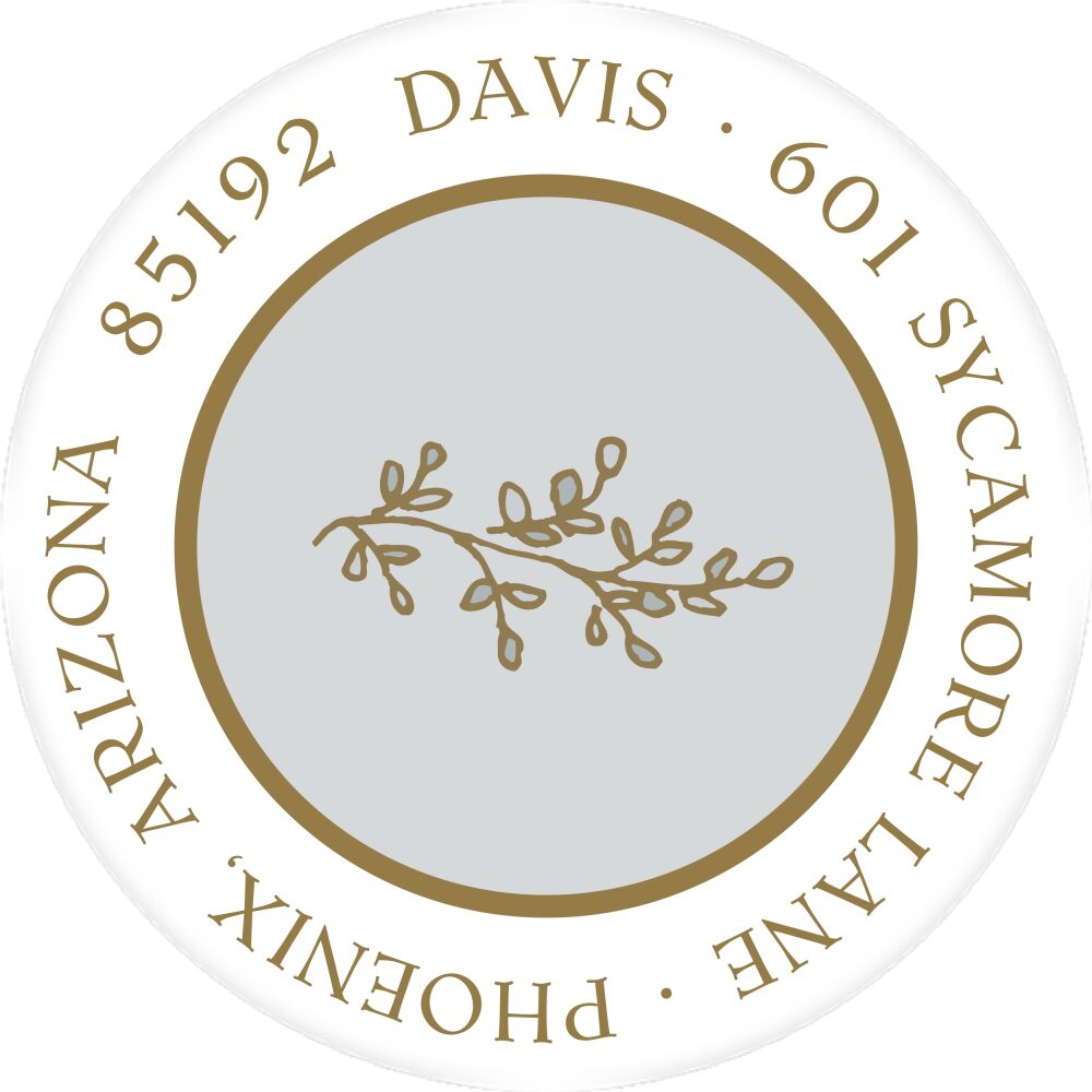Simple Silver & Gold Round Return Address Label