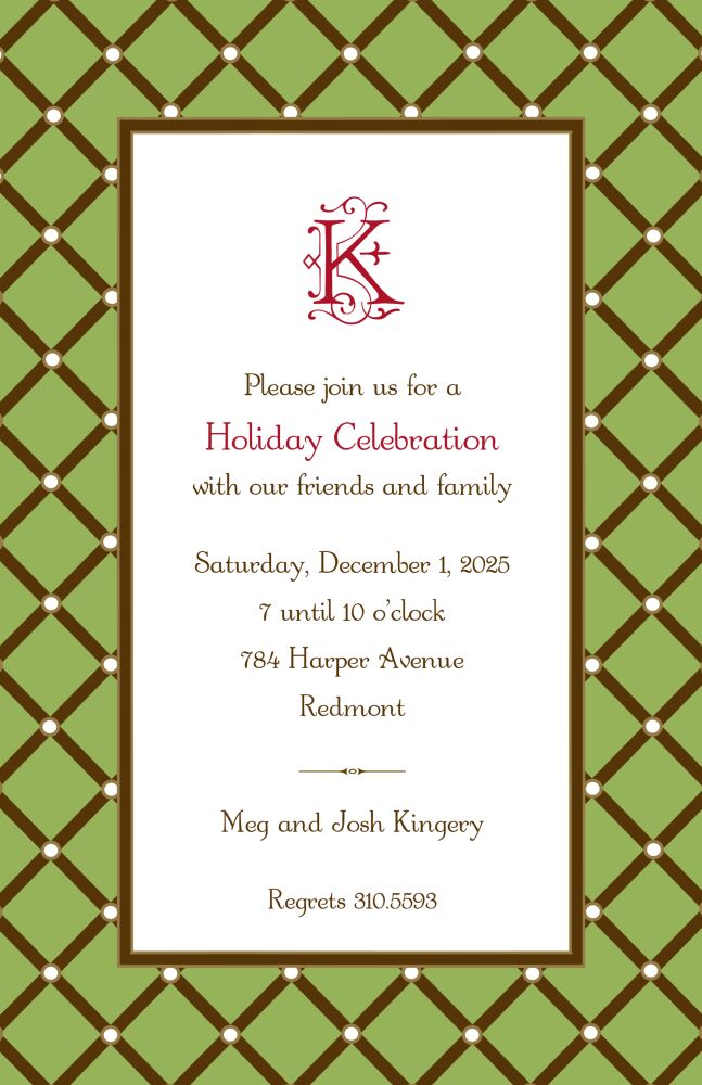 Square Diamonds Green Invitation