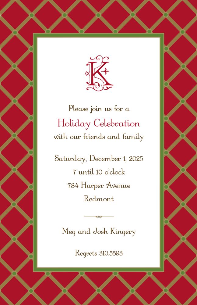 Square Diamonds Red Invitation