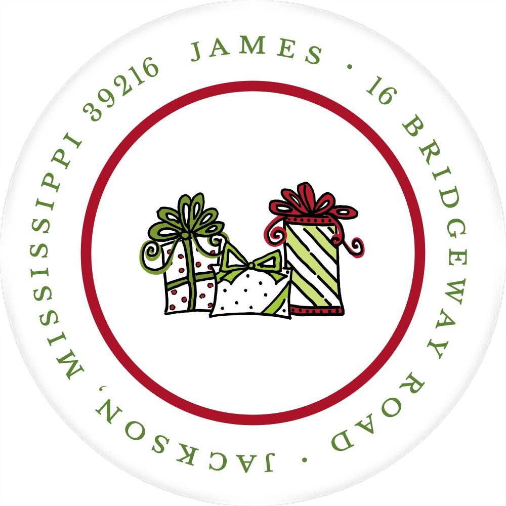 Simple White & Dark Red Round Return Address Label