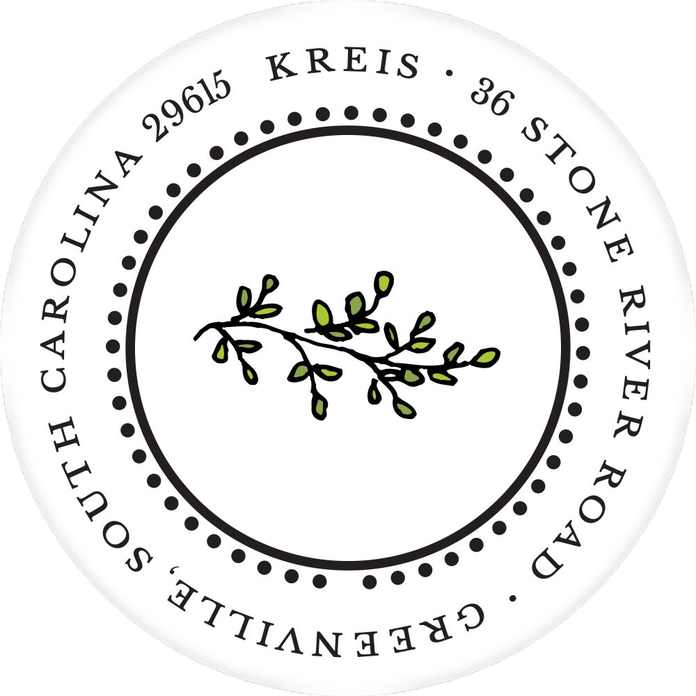 Beaded Border Black Round Return Address Label