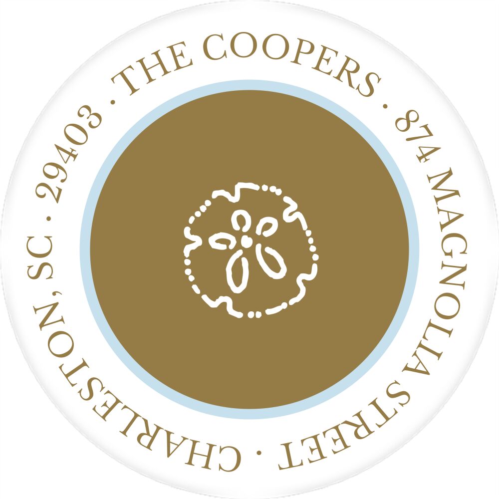 Simple Gold & Light Blue Return Address Label