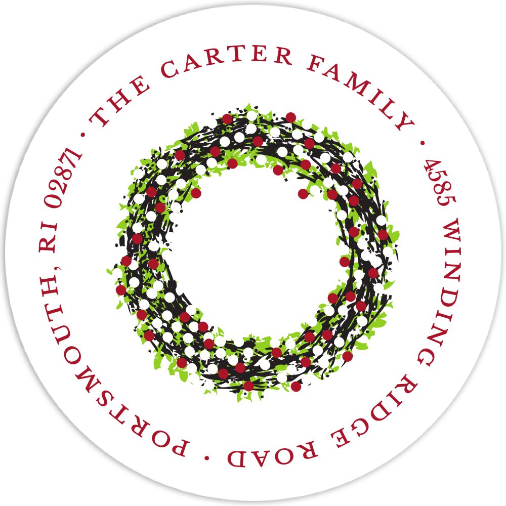 Classic Wreath Red And Green Return Address Label