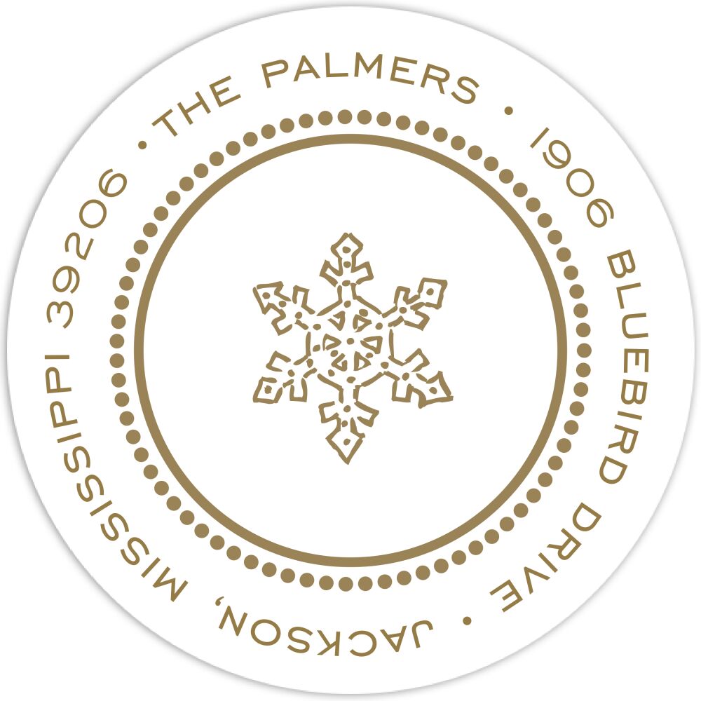 Beaded Border Gold On White Return Address Label