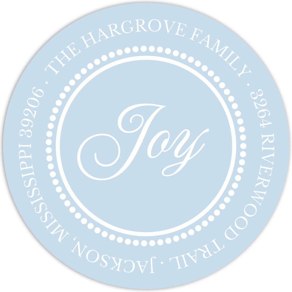 Beaded Border Light Blue Return Address Label