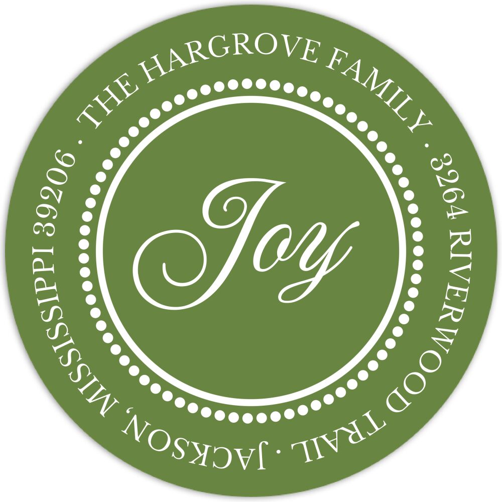 Beaded Border Dark Green Return Address Label
