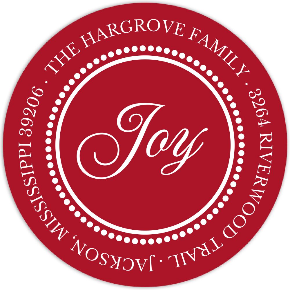 Beaded Border Dark Red Return Address Label