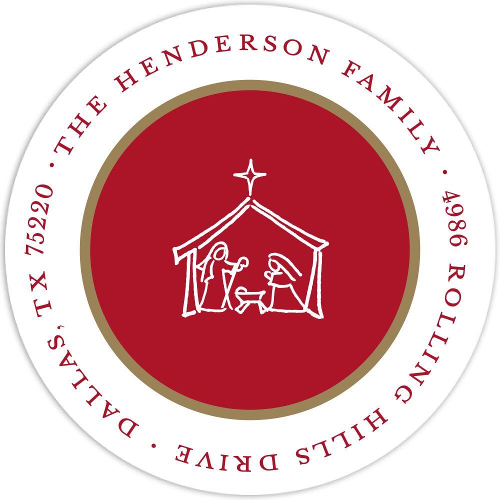Simple Dark Red & Gold Return Address Label