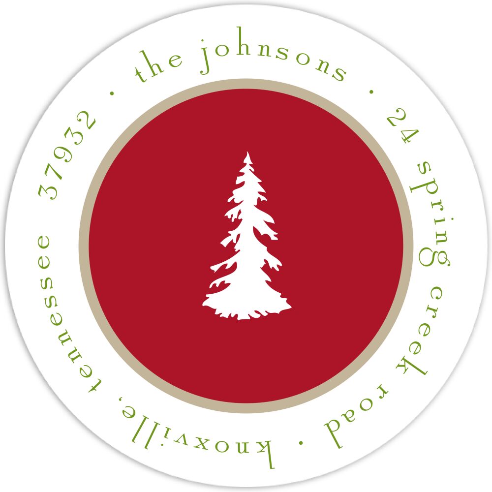 Simple Red & Light Gold Round Return Address Label